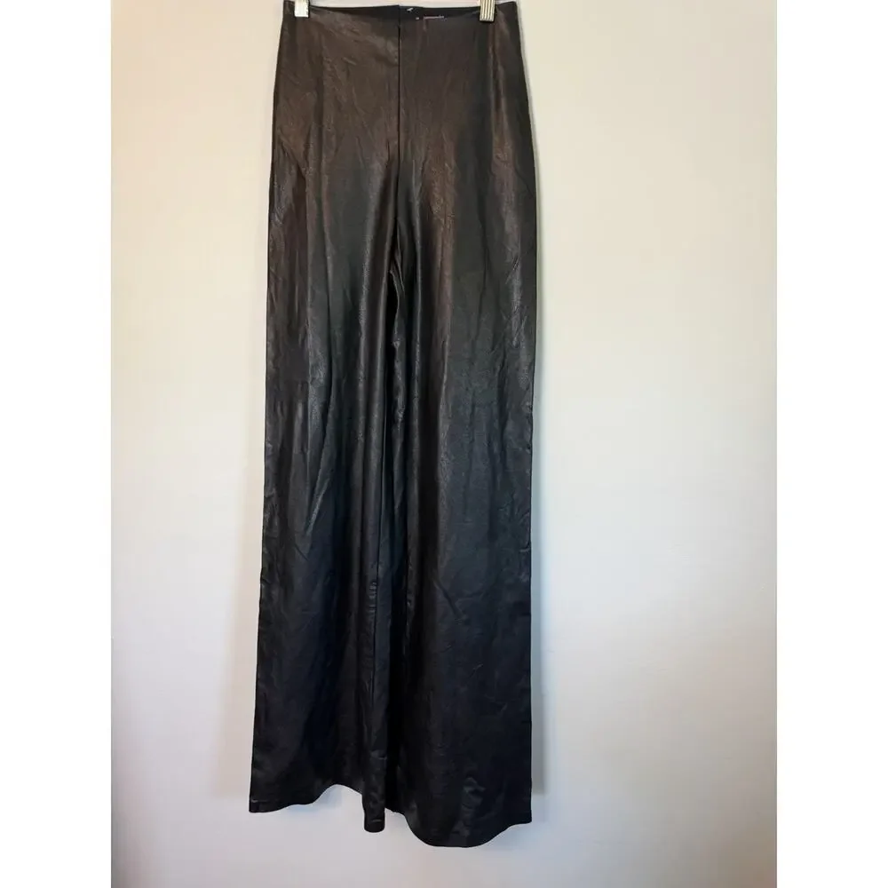 Commando Women’s Faux Leather Wide Leg Pants, Black, Medium $188 NEW - Picture 3 of 11
